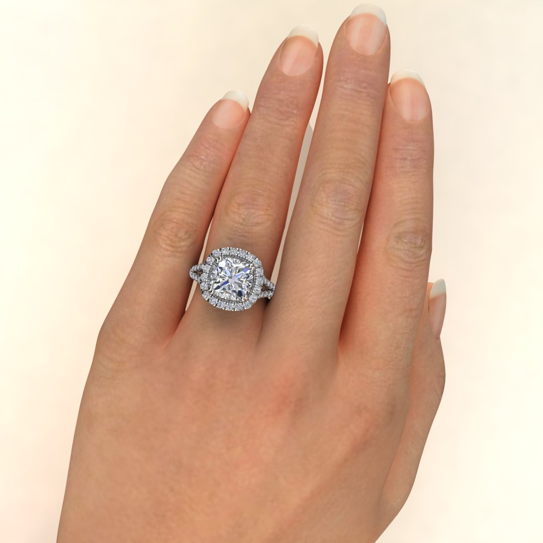 18K Rose Gold 3 Carat Diamond Halo Engagement Ring | Barkev's