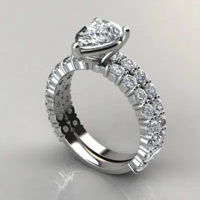 Pear Cut Shared Prong Moissanite Bridal Set