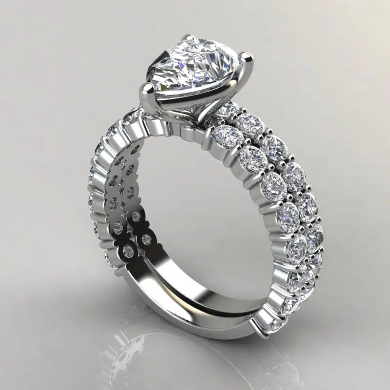 Pear Cut Shared Prong Moissanite Bridal Set