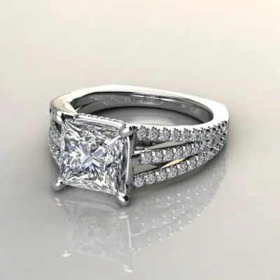 Custom 3 Row Split Shank  Engagement Ring