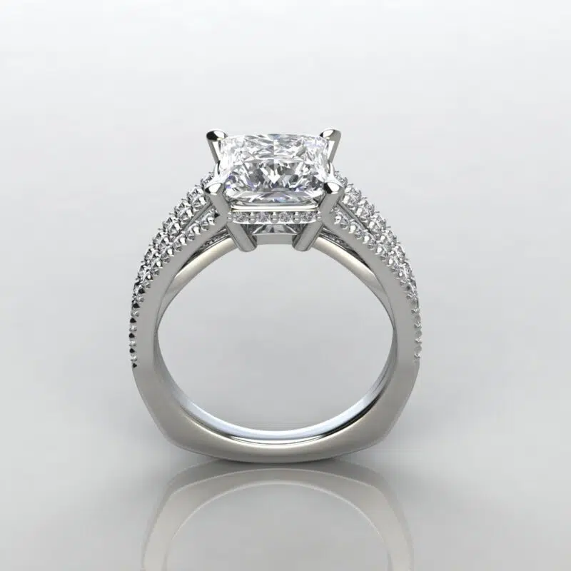 Custom 3 Row Split Shank  Engagement Ring