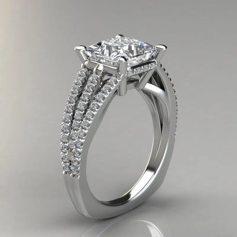 Custom 3 Row Split Shank  Engagement Ring