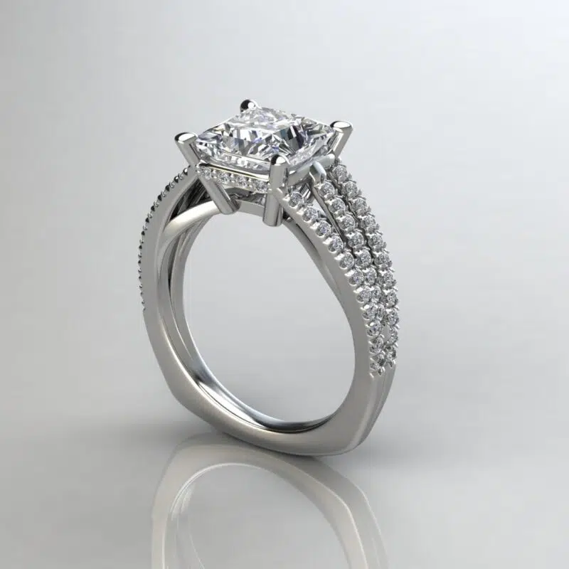 Custom 3 Row Split Shank  Engagement Ring