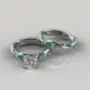 Twist Bridal Set Moissanite and Emerald Gemstones