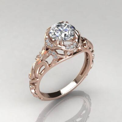 Filigree Custom Design Moissanite Engagement Ring