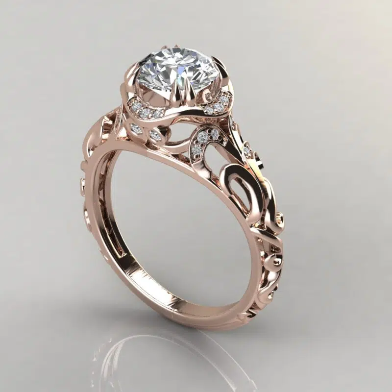 Filigree Custom Design Moissanite Engagement Ring