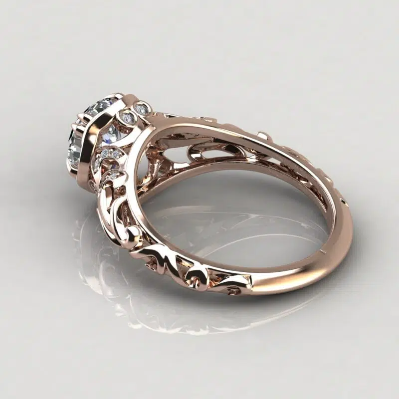 Filigree Custom Design Moissanite Engagement Ring