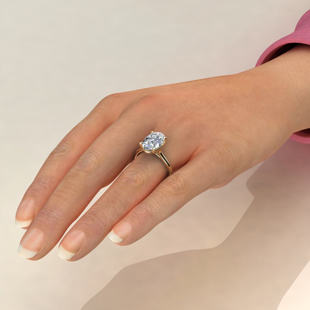 Oval Moissanite Engagement Ring | Bezel High Polish - The Debra
