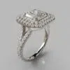 Double Halo Moissanite Princess Cut Engagement Ring