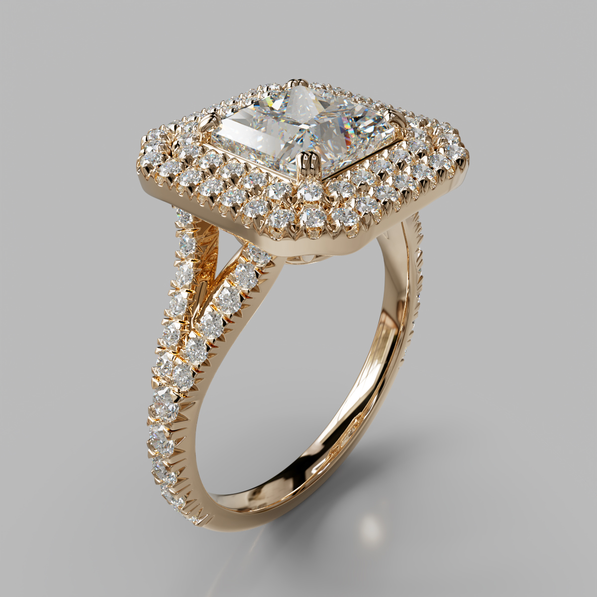 Double Halo Moissanite Princess Cut Engagement Ring Double Halo Moissanite Princess Cut Engagement Ring