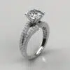 Split Shank Pave Oval Cut Moissanite Engagement Ring