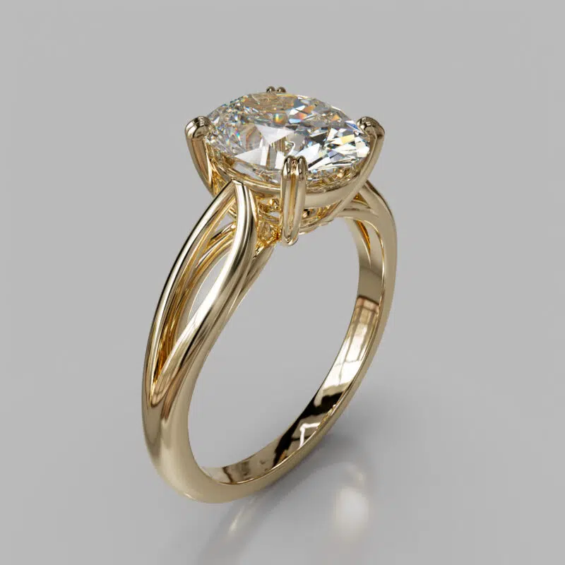 Split Shank Solitaire Oval Cut Moissanite Engagement Ring - Forever ...