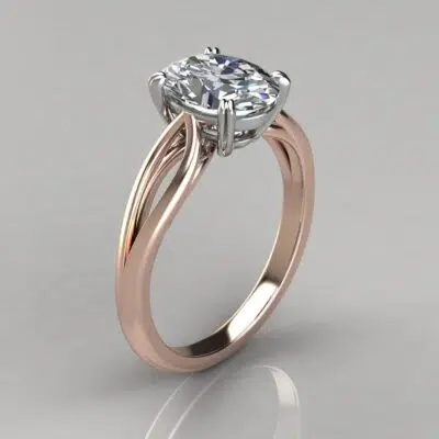 Split Shank Solitaire Oval Cut Moissanite Engagement Ring