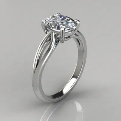 Split Shank Solitaire Oval Cut Moissanite Engagement Ring