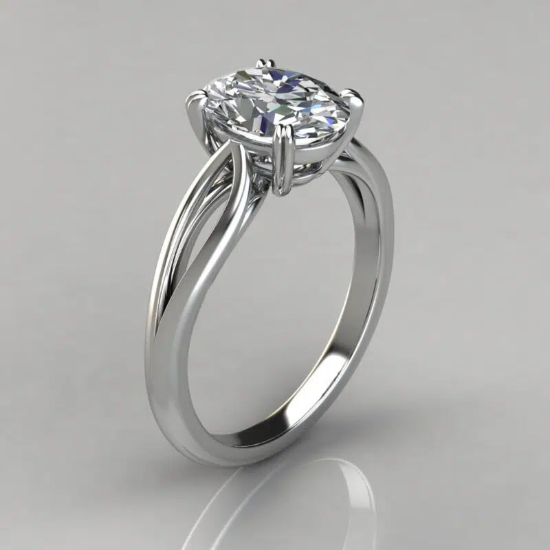 Split Shank Solitaire Oval Cut Moissanite Engagement Ring