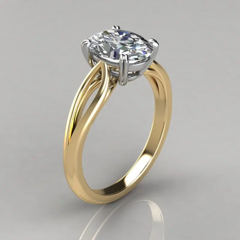 Split Shank Solitaire Oval Cut Moissanite Engagement Ring
