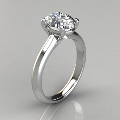 Classic Solitaire Oval Cut Moissanite Engagement Ring