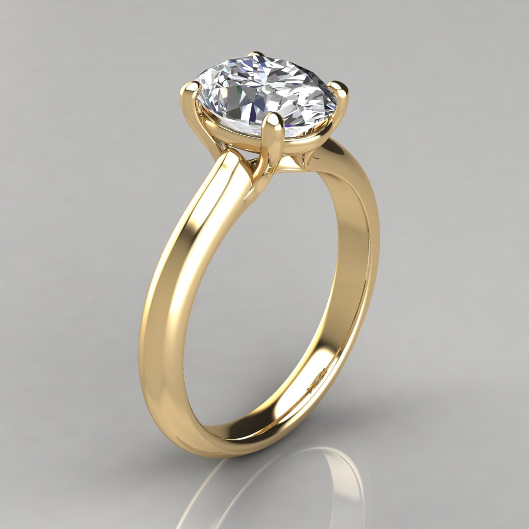 Classic Solitaire Oval Cut Moissanite Engagement Ring Forever Moissanite