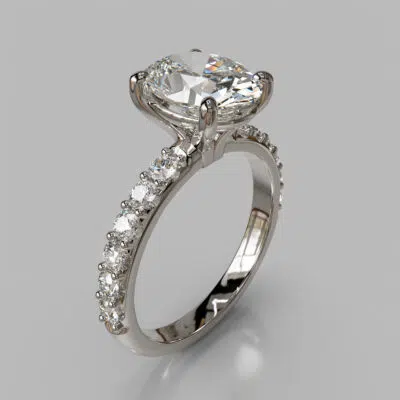 Shared Prong Oval Cut Moissanite Engagement Ring Shared Prong Oval Cut Moissanite Engagement Ring