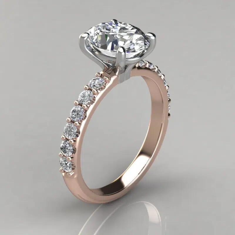 Shared Prong Oval Cut Moissanite Engagement Ring