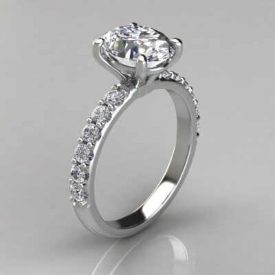 Shared Prong Oval Cut Moissanite Engagement Ring