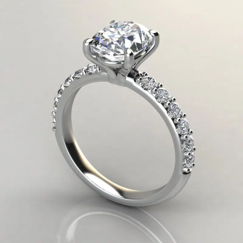 Shared Prong Oval Cut Moissanite Engagement Ring