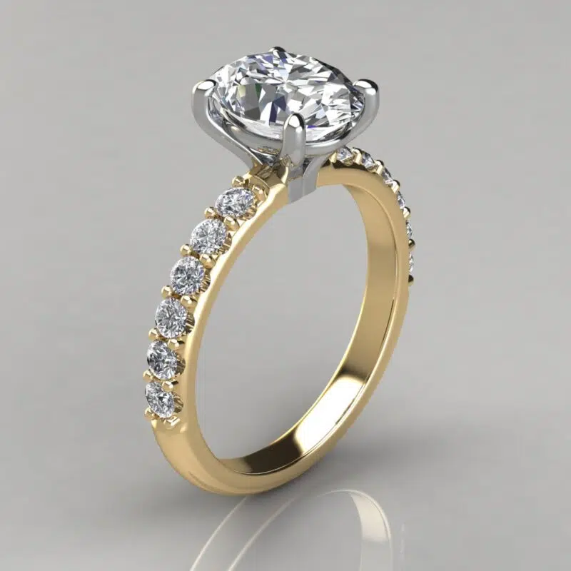 Shared Prong Oval Cut Moissanite Engagement Ring