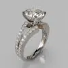 Split Shank Pave Oval Cut Moissanite Engagement Ring