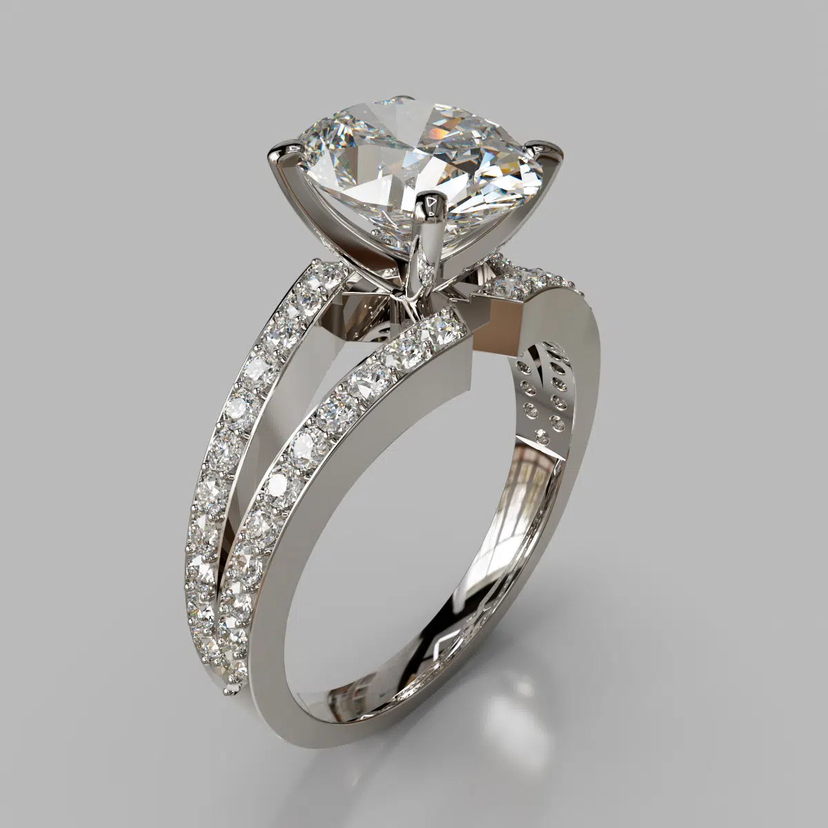 Split Shank Pave Oval Cut Moissanite Engagement Ring Split Shank Pave Oval Cut Moissanite Engagement Ring