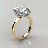 Custom Design Oval Cut Moissanite hidden Halo Engagement ring