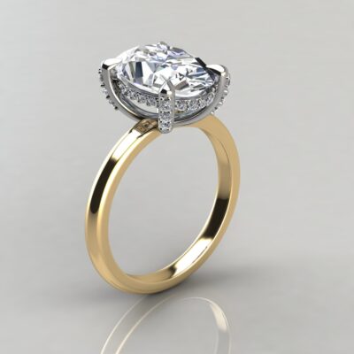Custom Design Oval Cut Moissanite hidden Halo Engagement ring