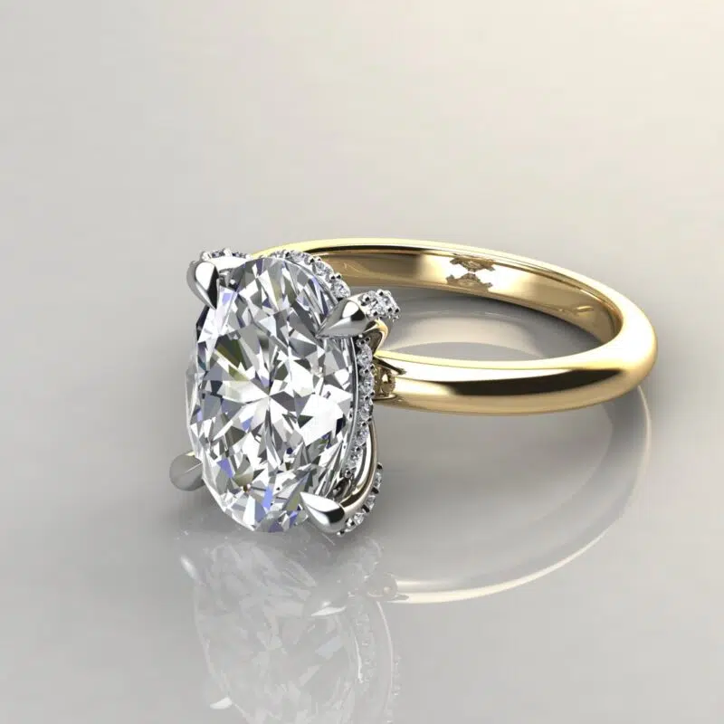 Custom Design Oval Cut Moissanite hidden Halo Engagement ring