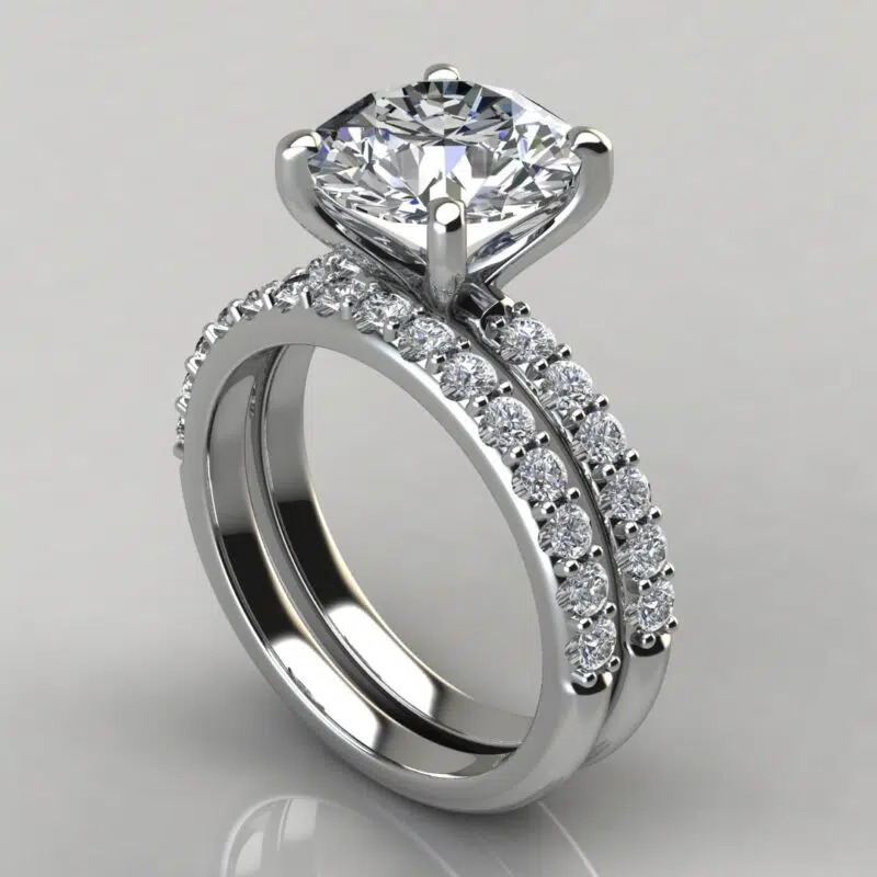 3 Ct Round Cut Custom Design Moissanite Bridal Set