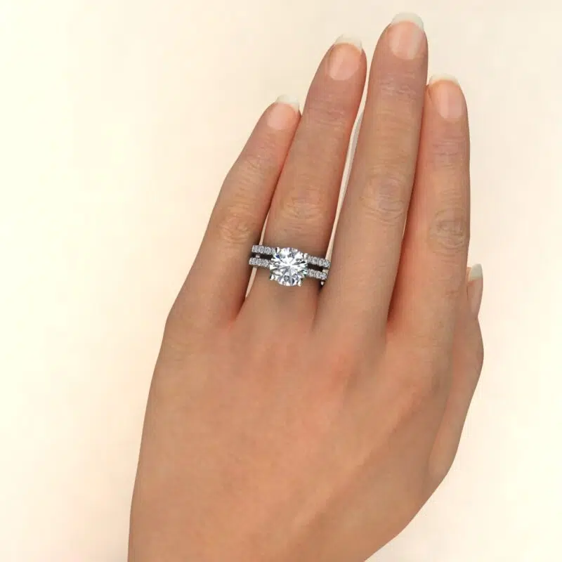 3 Ct Round Cut Custom Design Moissanite Bridal Set