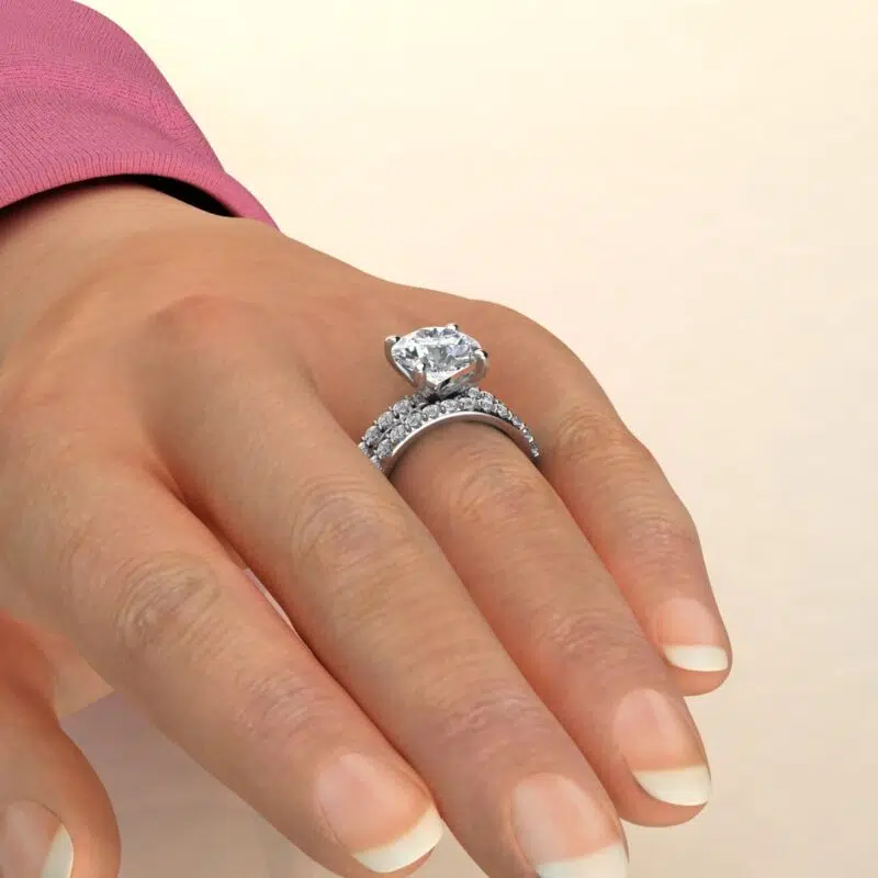 3 Ct Round Cut Custom Design Moissanite Bridal Set