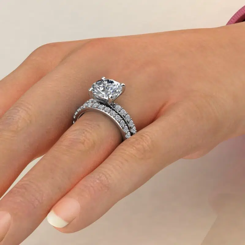 3 Ct Round Cut Custom Design Moissanite Bridal Set