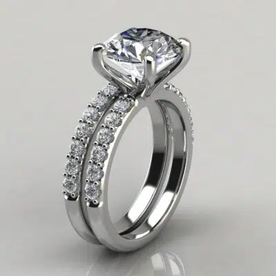3 Ct Round Cut Custom Design Moissanite Bridal Set