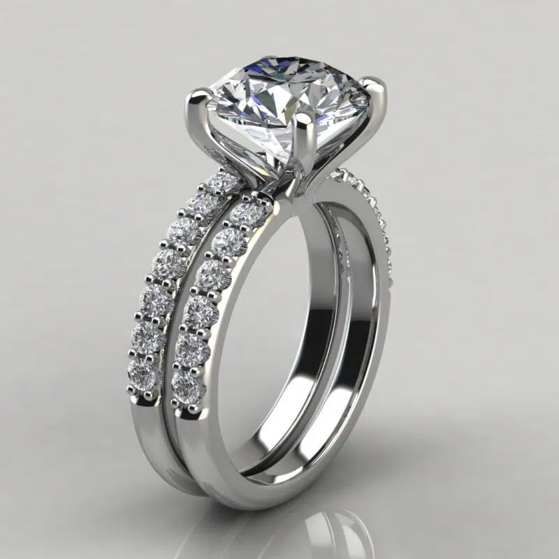 3 Ct Round Cut Custom Design Moissanite Bridal Set