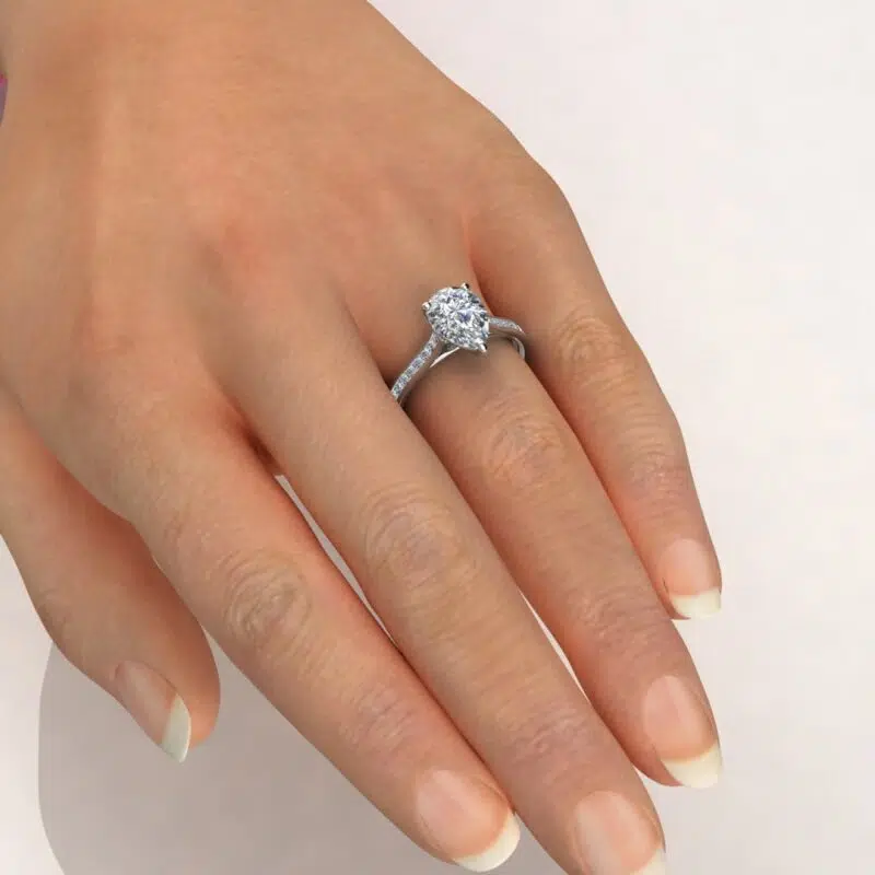 4 Carat Channel Set Pear Cut Moissanite Engagement Ring
