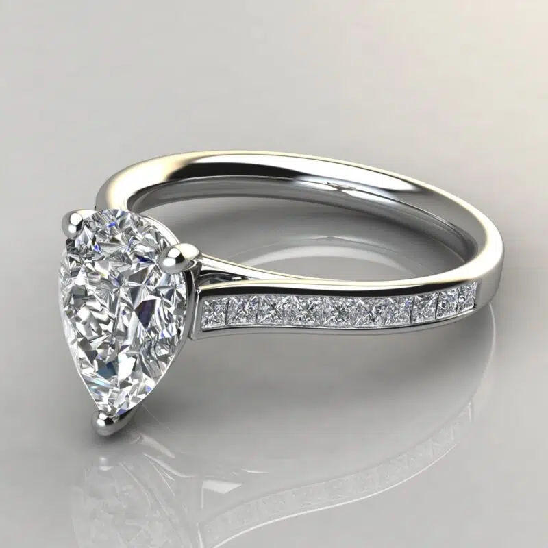 4 Carat Channel Set Pear Cut Moissanite Engagement Ring