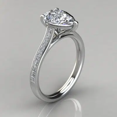 4 Carat Channel Set Pear Cut Moissanite Engagement Ring