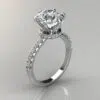 Six Prong Round Cut Hidden Halo Moissanite Engagement Ring