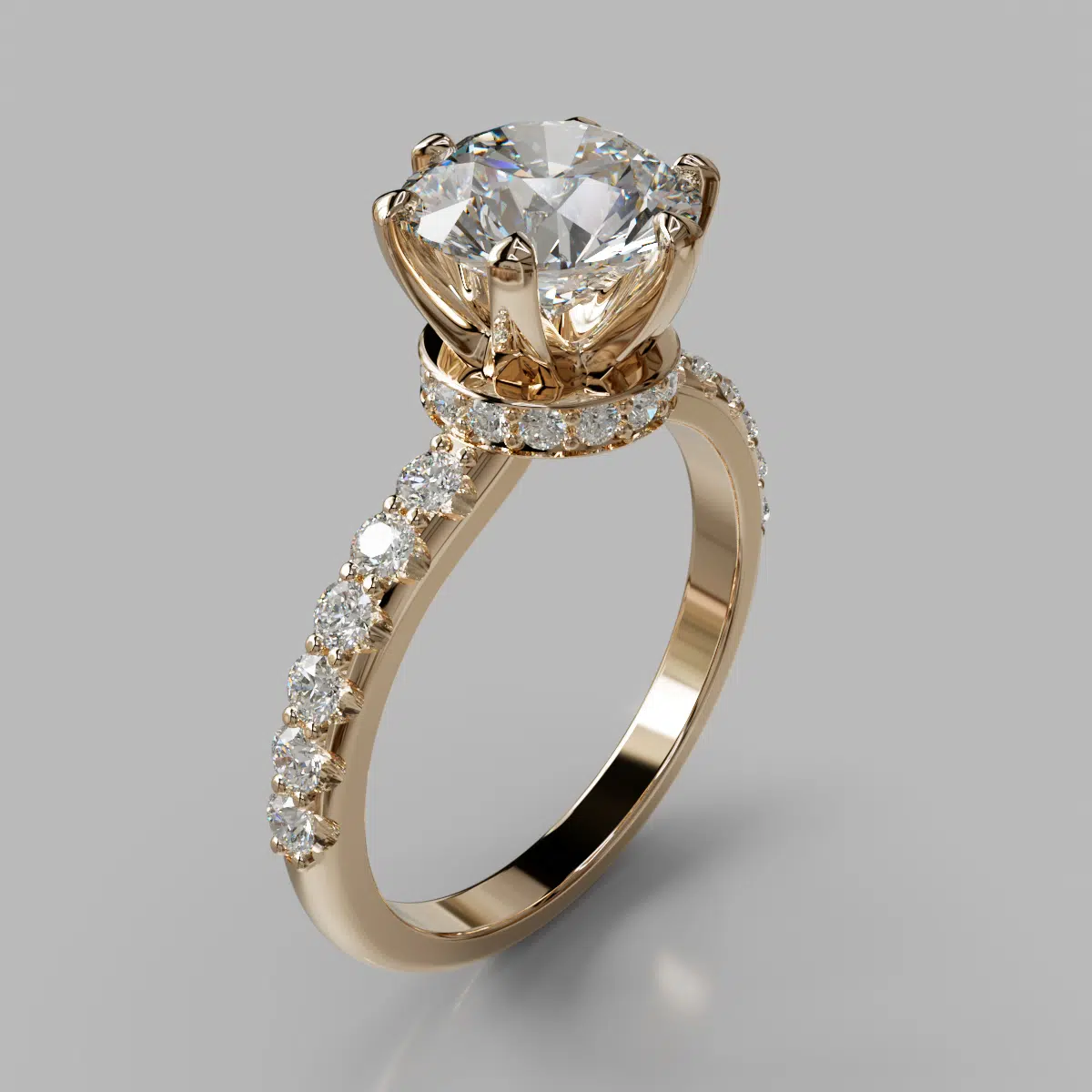 Six Prong Round Cut Hidden Halo Moissanite Engagement Ring Six Prong Round Cut Hidden Halo Moissanite Engagement Ring