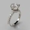 Six Prong Round Cut Hidden Halo Moissanite Engagement Ring