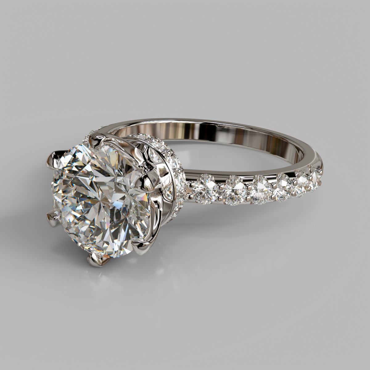 Six Prong Round Cut Hidden Halo Moissanite Engagement Ring Six Prong Round Cut Hidden Halo Moissanite Engagement Ring