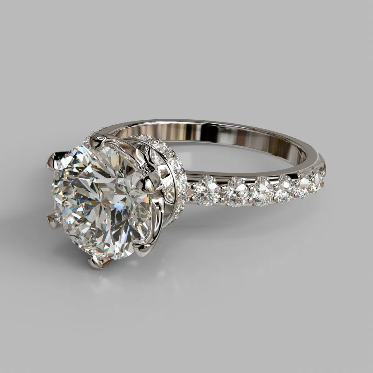 Six Prong Round Cut Hidden Halo Moissanite Engagement Ring Six Prong Round Cut Hidden Halo Moissanite Engagement Ring