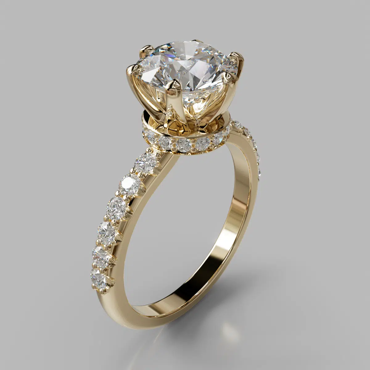 Six Prong Round Cut Hidden Halo Moissanite Engagement Ring Six Prong Round Cut Hidden Halo Moissanite Engagement Ring