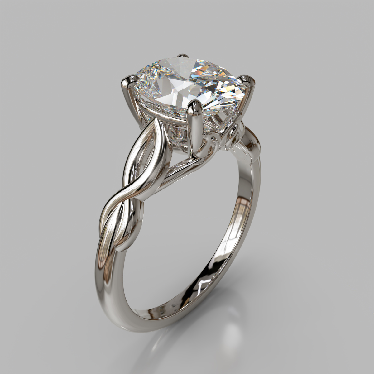 Double Split Shank Oval Cut Solitaire Moissanite Engagement Ring