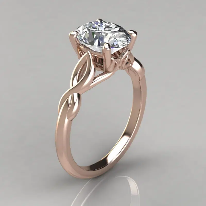 Double Split Shank Oval Cut Solitaire Moissanite Engagement Ring