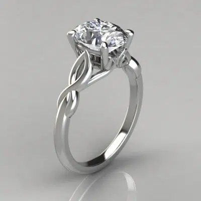 Double Split Shank Oval Cut Solitaire Moissanite Engagement Ring